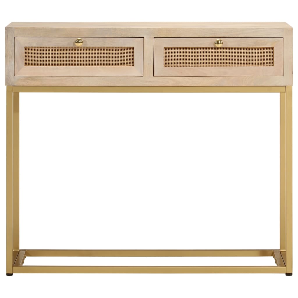Tavolo Consolle 90x30x76 cm in Legno Massello di Mango e Ferro