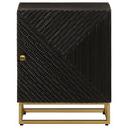 Comodino Nero 40x30x50 cm in Legno Massello di Mango e Ferro
