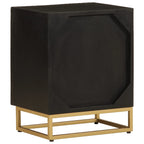 Comodino Nero 40x30x50 cm in Legno Massello di Mango e Ferro