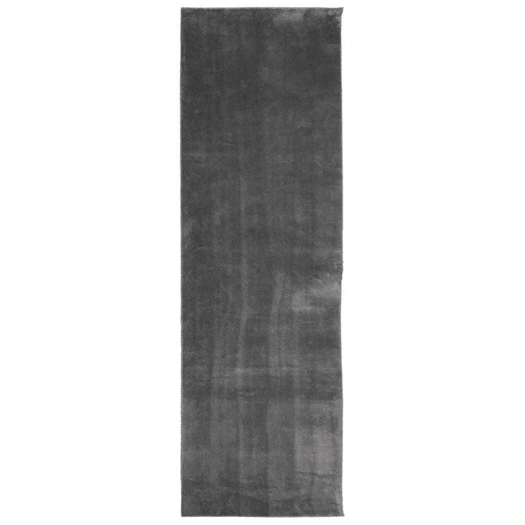 Tappeto a Pelo Corto HUARTE Morbido Lavabile Antracite 80x250cm