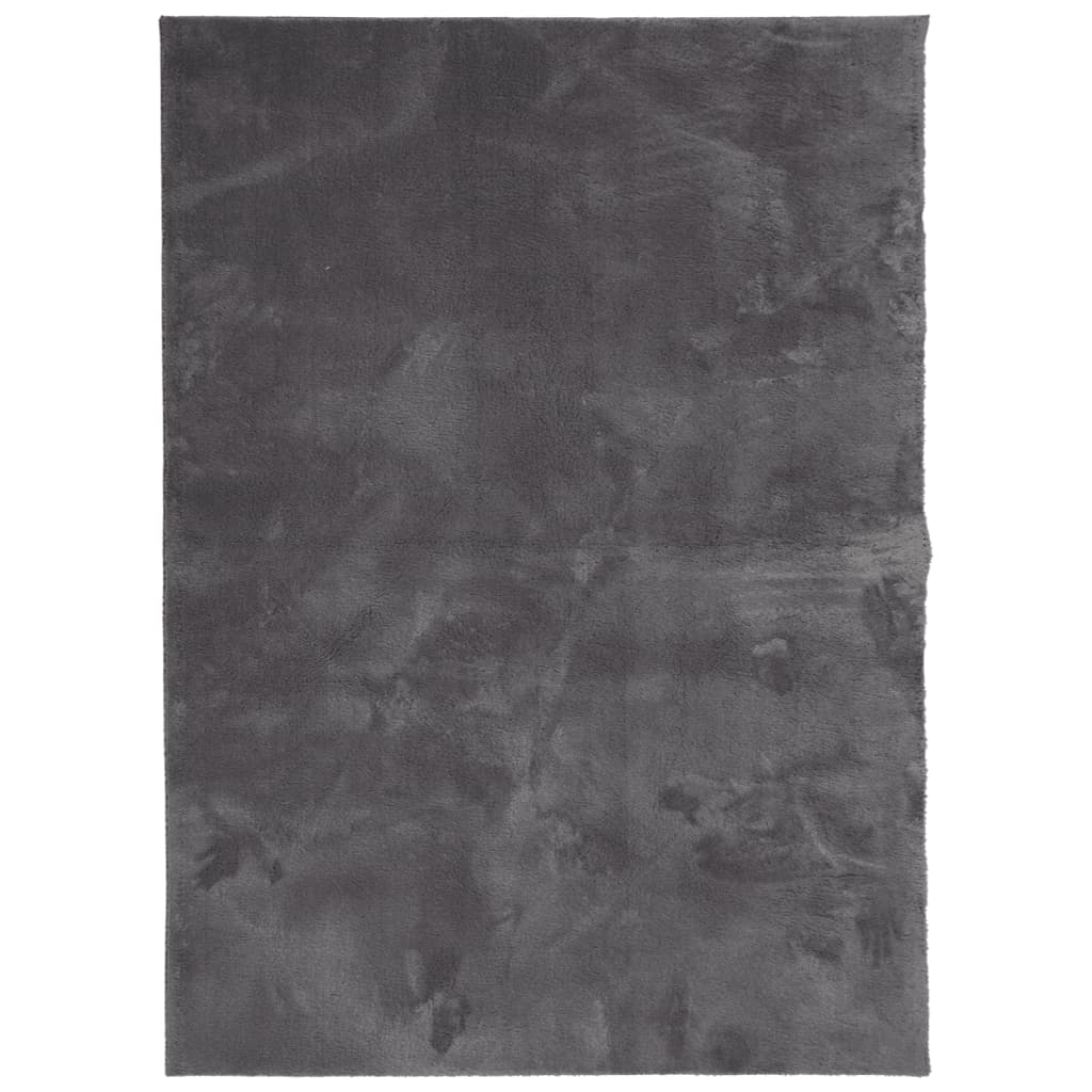 Tappeto Pelo Corto HUARTE Morbido Lavabile Antracite 160x230 cm