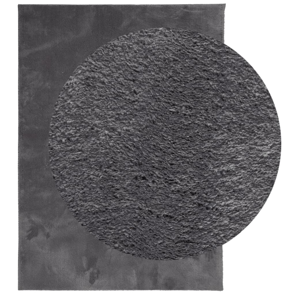 Tappeto Pelo Corto HUARTE Morbido Lavabile Antracite 200x280 cm
