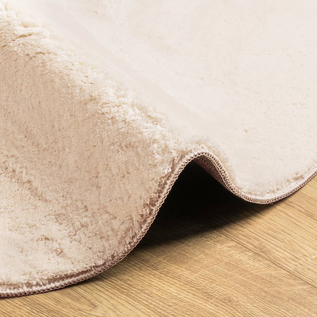 Tappeto a Pelo Corto HUARTE Morbido e Lavabile Beige Ø 160 cm
