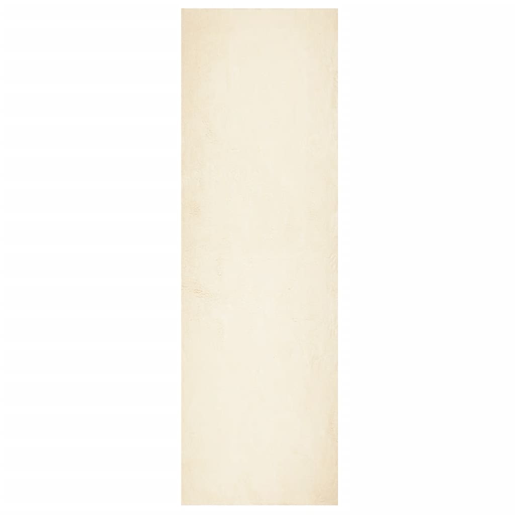 Tappeto a Pelo Corto HUARTE Morbido e Lavabile Crema 80x250 cm