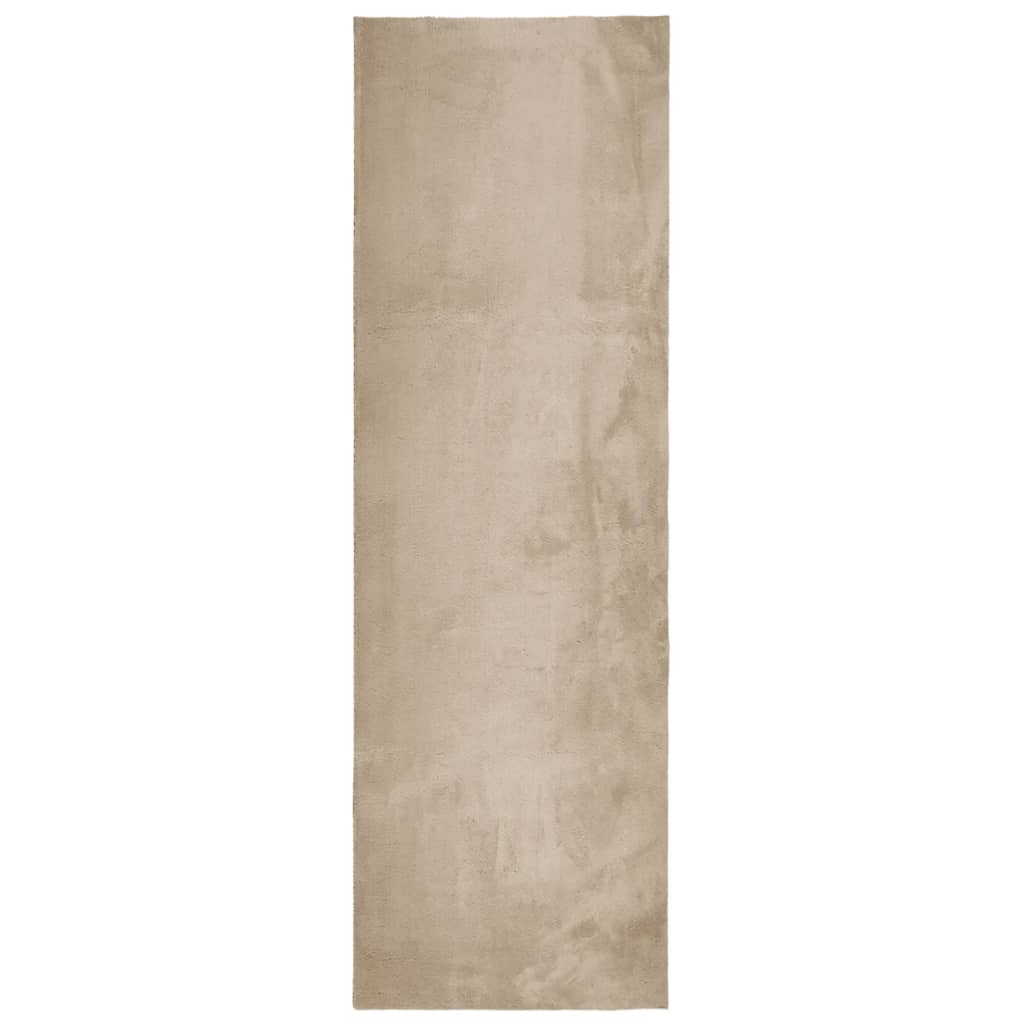 Tappeto a Pelo Corto HUARTE Morbido e Lavabile Sabbia 80x250 cm