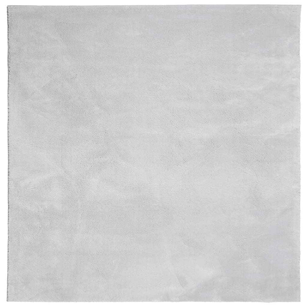 Tappeto a Pelo Corto HUARTE Morbido e Lavabile Grigio 160x160cm
