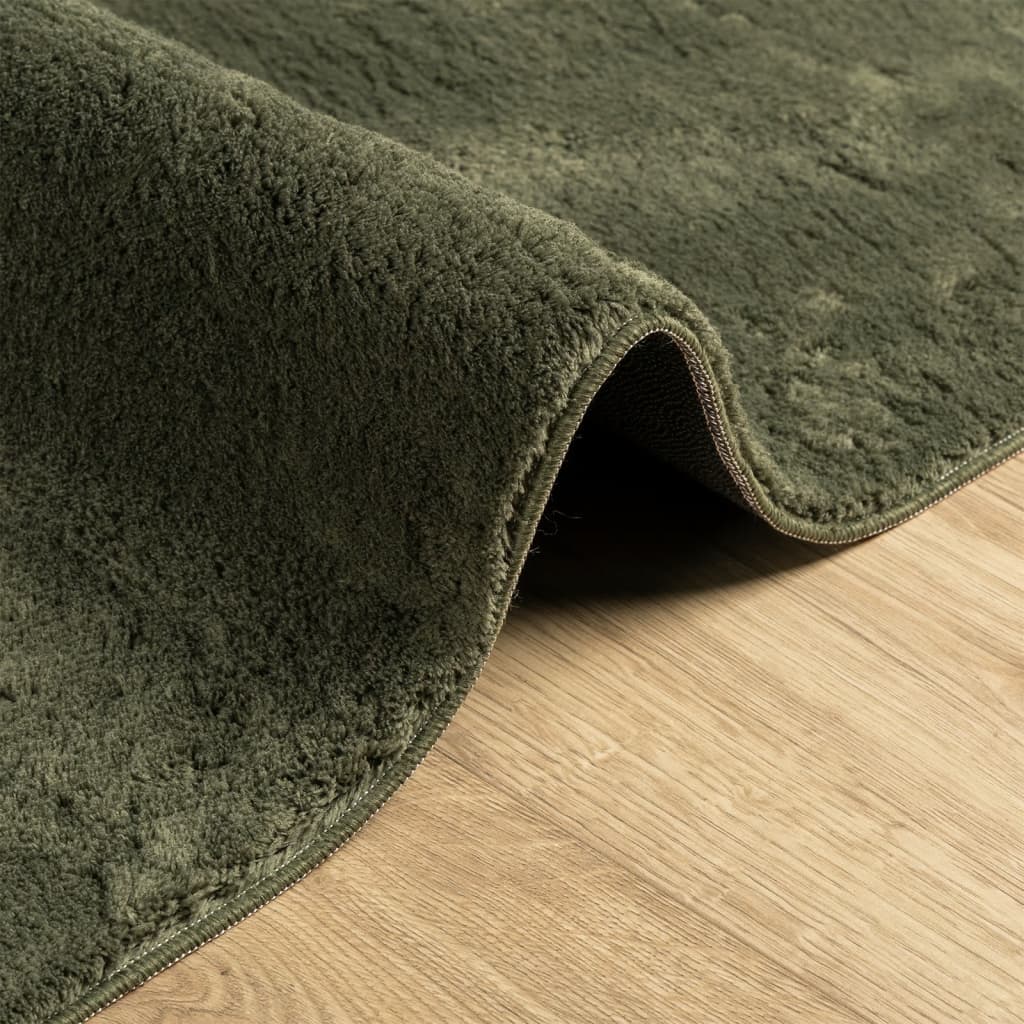 Tappeto Pelo Corto HUARTE Morbido Lavabile Verde Bosco 80x150cm
