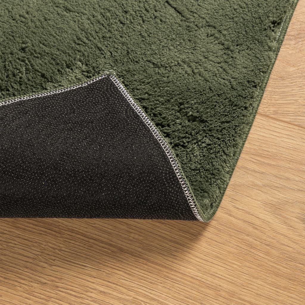 Tappeto Pelo Corto HUARTE Morbido Lavabile Verde Bosco 80x250cm