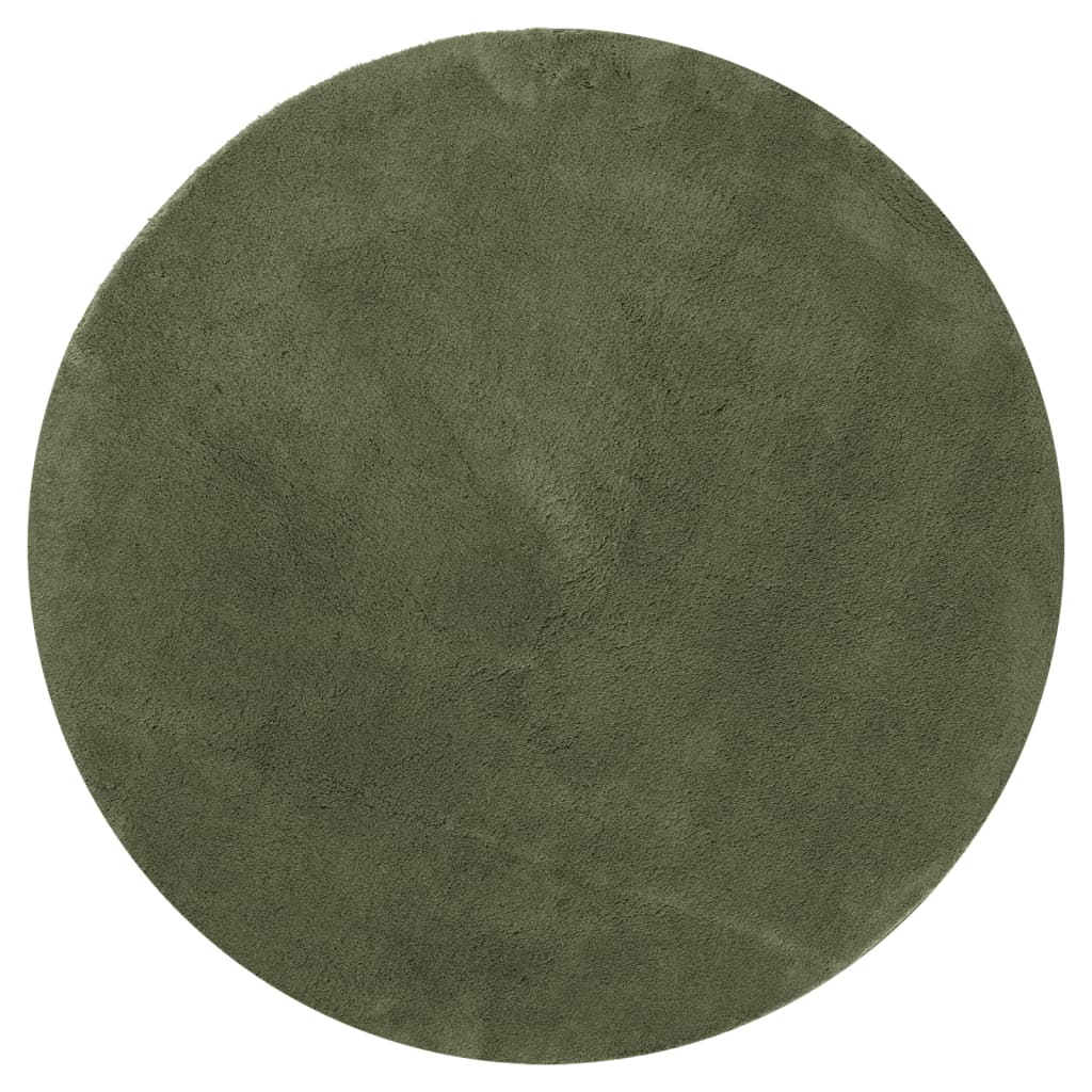 Tappeto Pelo Corto HUARTE Morbido Lavabile Verde Bosco Ø 100 cm