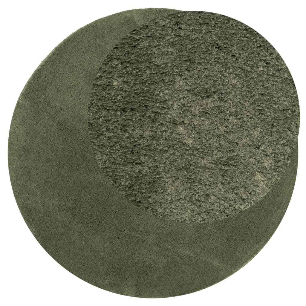 Tappeto Pelo Corto HUARTE Morbido Lavabile Verde Bosco Ø 100 cm