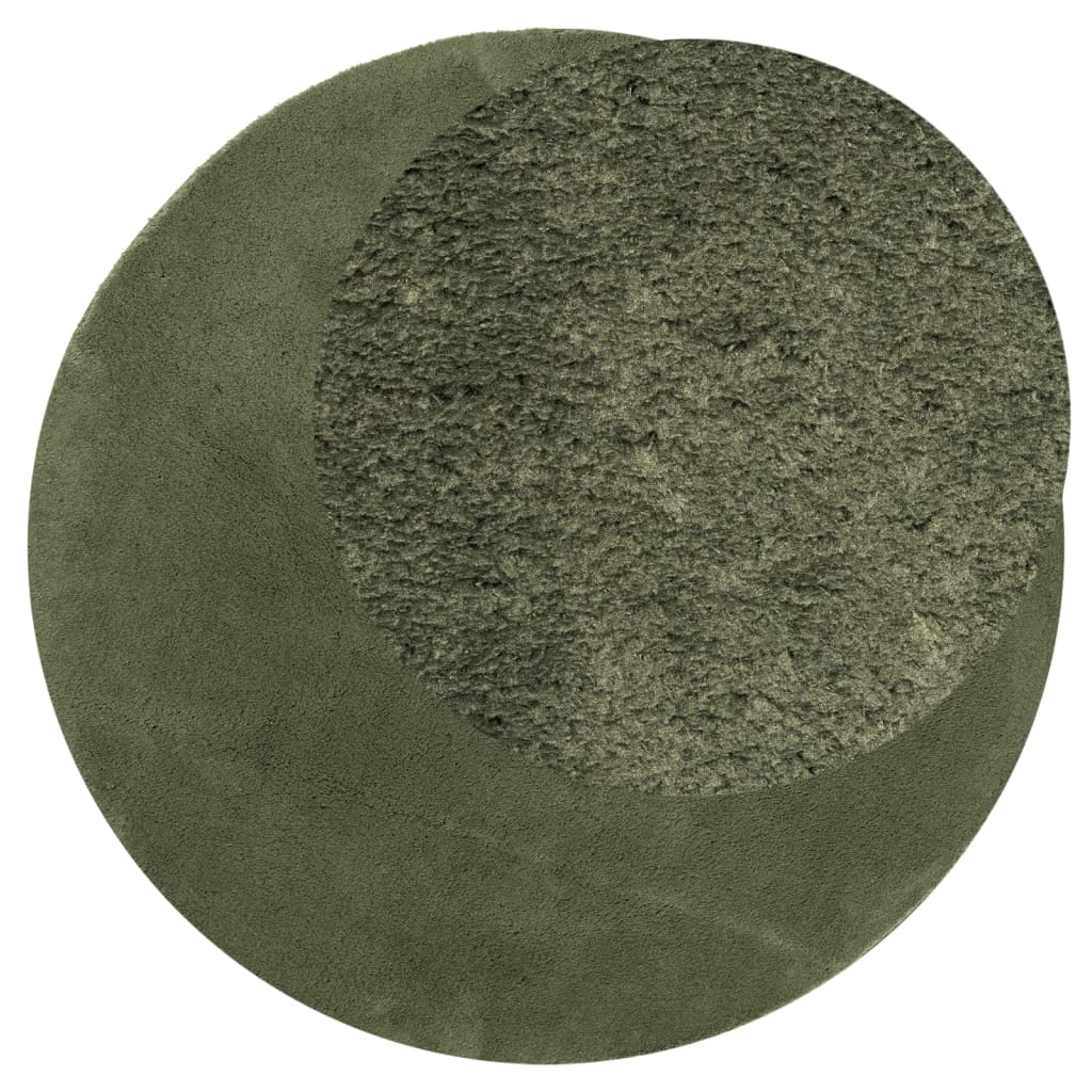 Tappeto Pelo Corto HUARTE Morbido Lavabile Verde Bosco Ø 120 cm