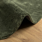 Tappeto Pelo Corto HUARTE Morbido Lavabile Verde Bosco Ø 120 cm