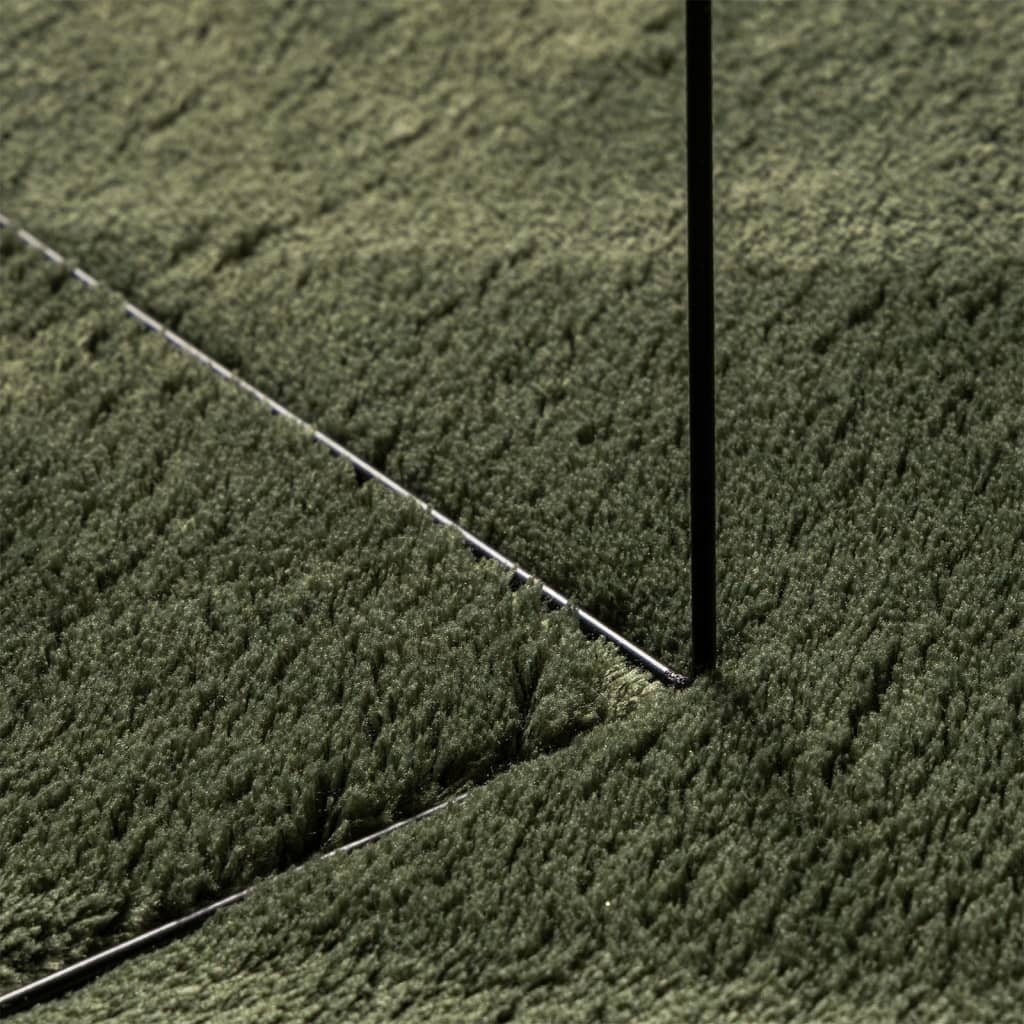 Tappeto Pelo Corto HUARTE Morbido Lavabile Verde Bosco Ø 120 cm