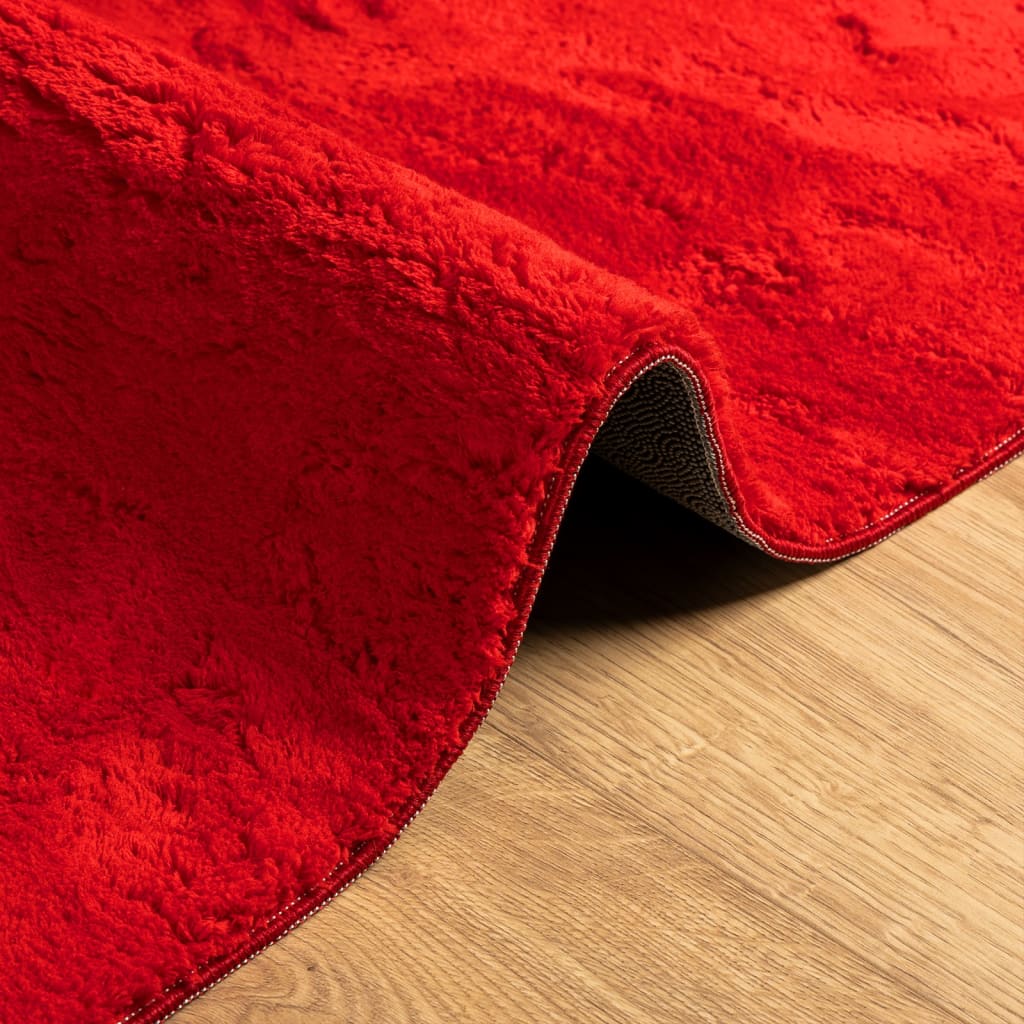 Tappeto a Pelo Corto HUARTE Morbido e Lavabile Rosso 200x280cm