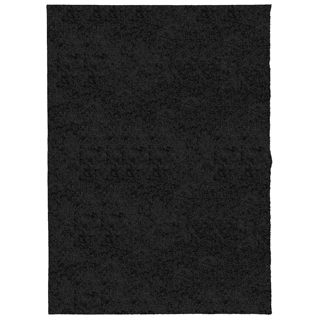 Tappeto Shaggy PAMPLONA a Pelo Lungo Moderno Nero 140x200 cm