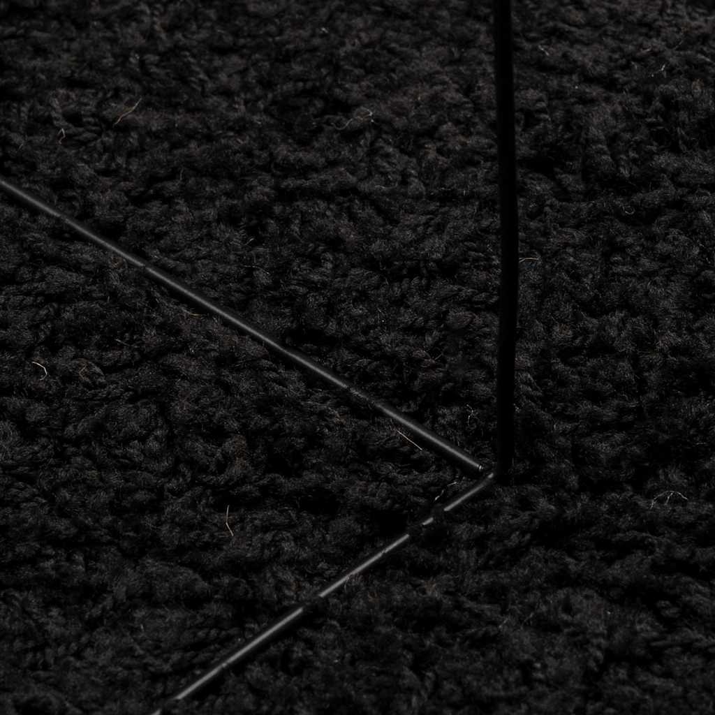 Tappeto Shaggy PAMPLONA a Pelo Lungo Moderno Nero 140x200 cm