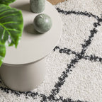 Tappeto Shaggy PAMPLONA a Pelo Lungo Crema e Nero 100x200 cm