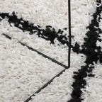 Tappeto Shaggy PAMPLONA a Pelo Lungo Crema e Nero 100x200 cm