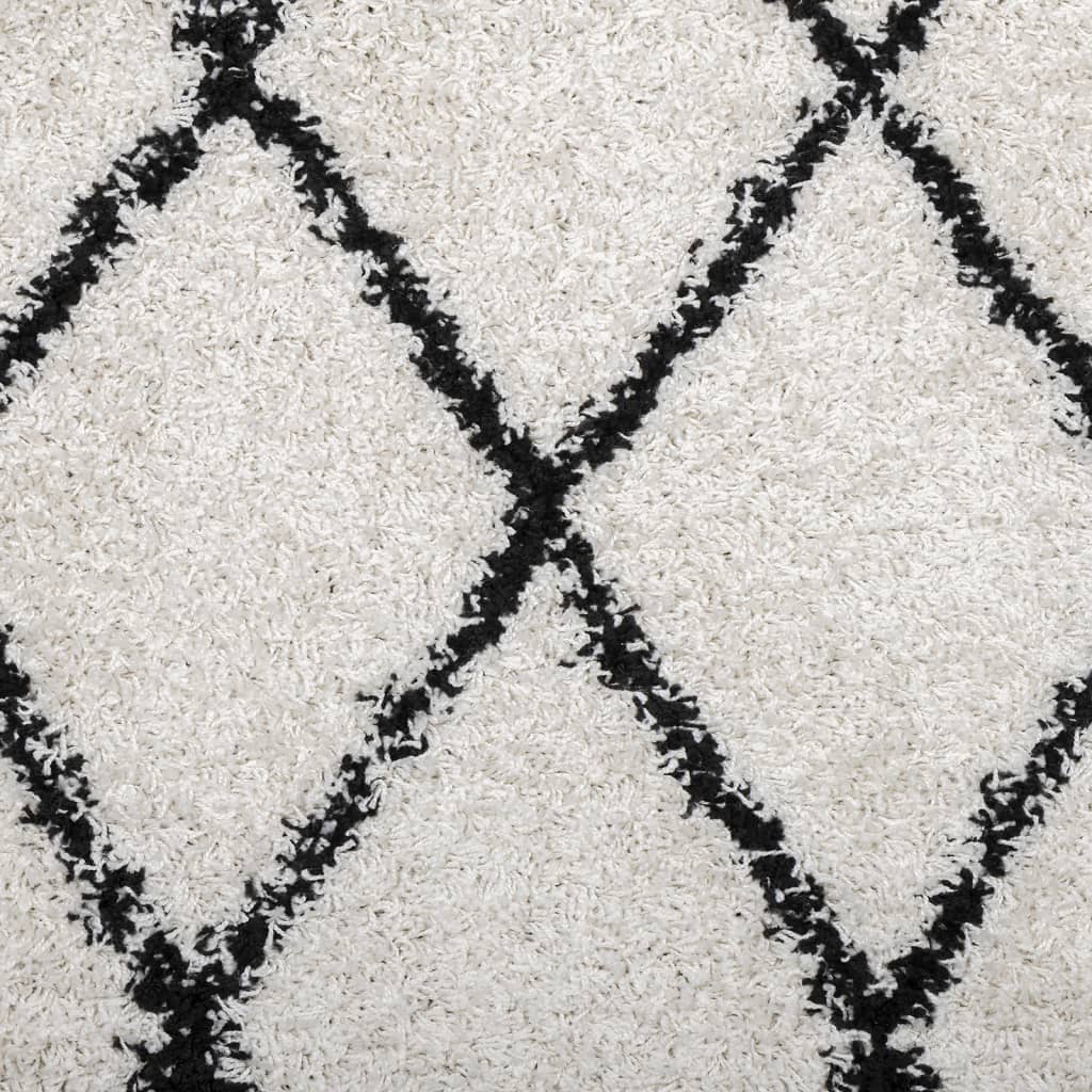 Tappeto Shaggy PAMPLONA a Pelo Lungo Crema e Nero 100x200 cm