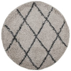 Tappeto Shaggy PAMPLONA a Pelo Lungo Beige e Antracite Ø 80 cm
