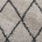 Tappeto Shaggy PAMPLONA a Pelo Lungo Beige e Antracite Ø 80 cm