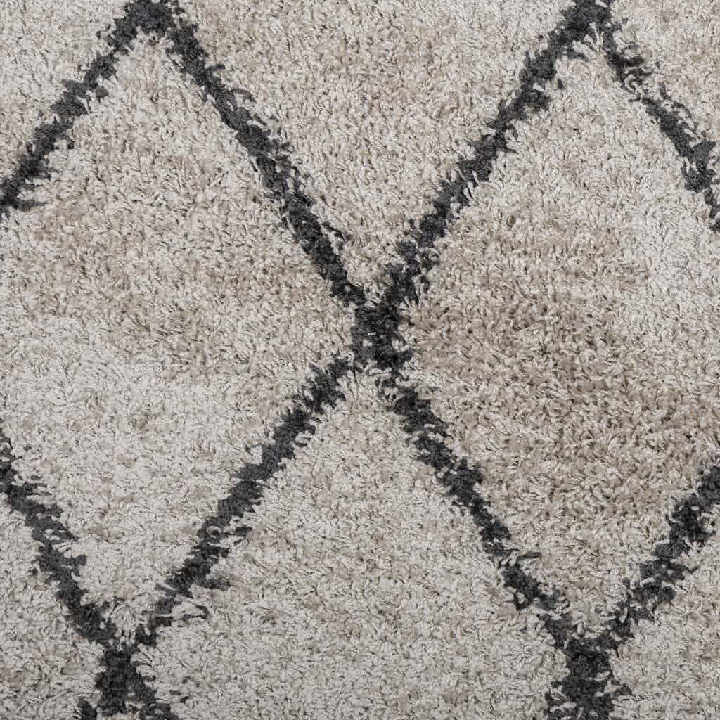 Tappeto Shaggy PAMPLONA a Pelo Lungo Beige e Antracite Ø 80 cm