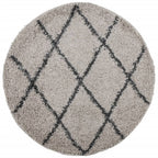 Tappeto Shaggy PAMPLONA a Pelo Lungo Beige e Antracite Ø 100 cm