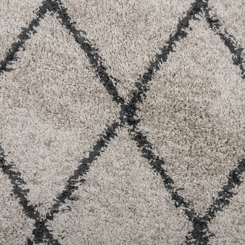 Tappeto Shaggy PAMPLONA a Pelo Lungo Beige e Antracite Ø 100 cm