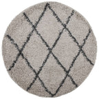 Tappeto Shaggy PAMPLONA a Pelo Lungo Beige e Antracite Ø 120 cm