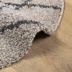Tappeto Shaggy PAMPLONA a Pelo Lungo Beige e Antracite Ø 120 cm