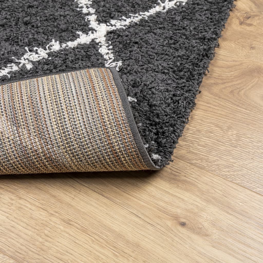Tappeto Shaggy PAMPLONA a Pelo Lungo Nero e Crema 120x170 cm