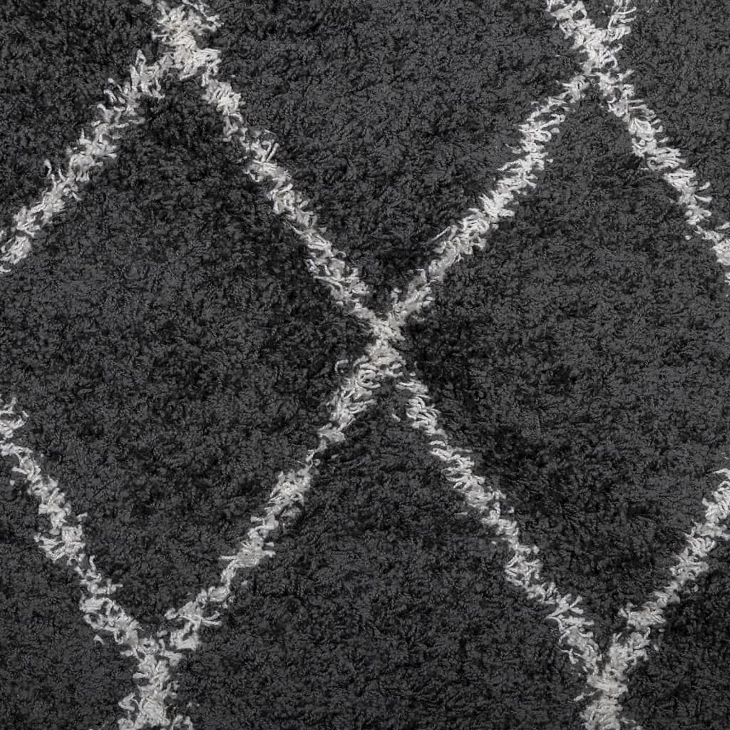 Tappeto Shaggy PAMPLONA a Pelo Lungo Nero e Crema 120x170 cm