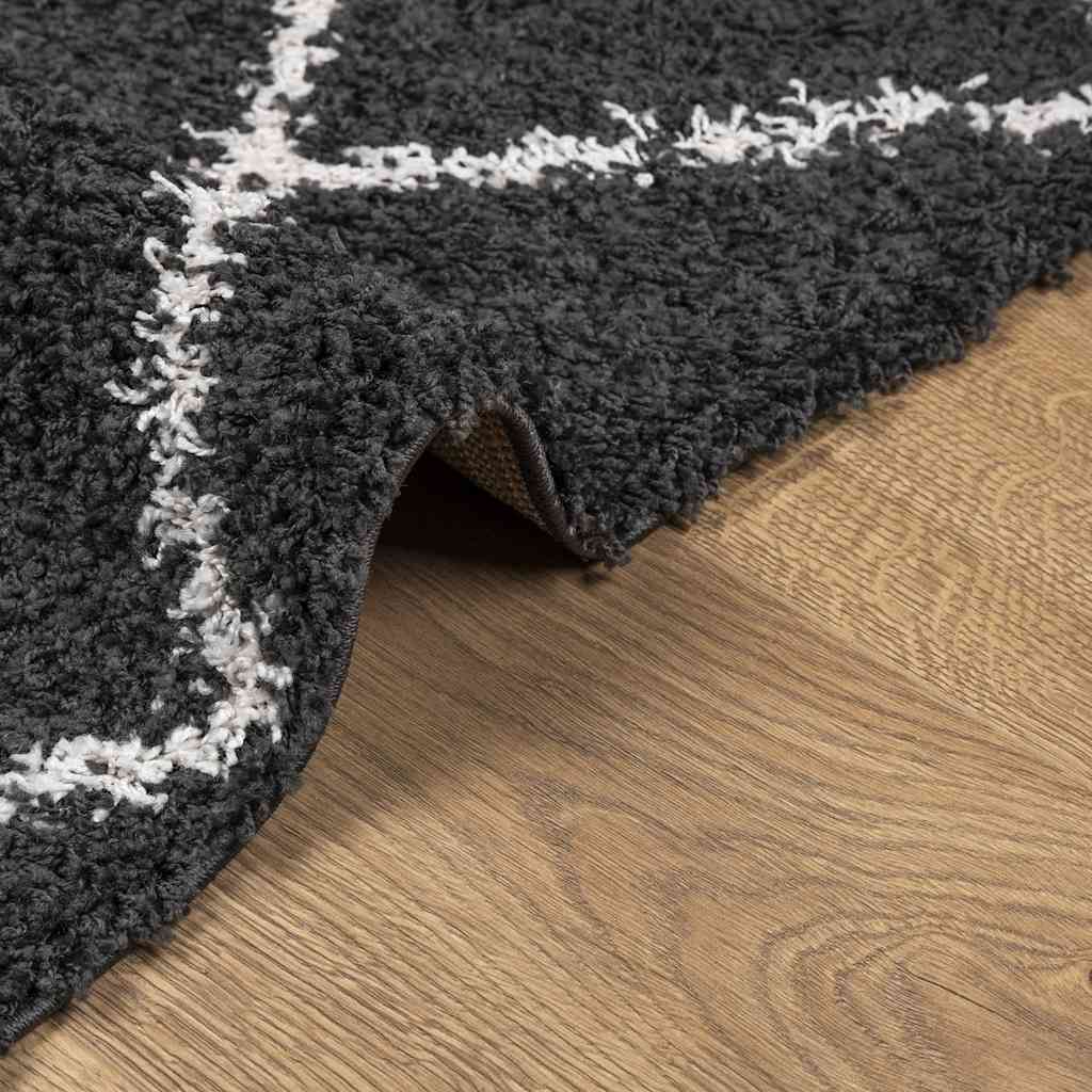 Tappeto Shaggy PAMPLONA a Pelo Lungo Nero e Crema 140x200 cm
