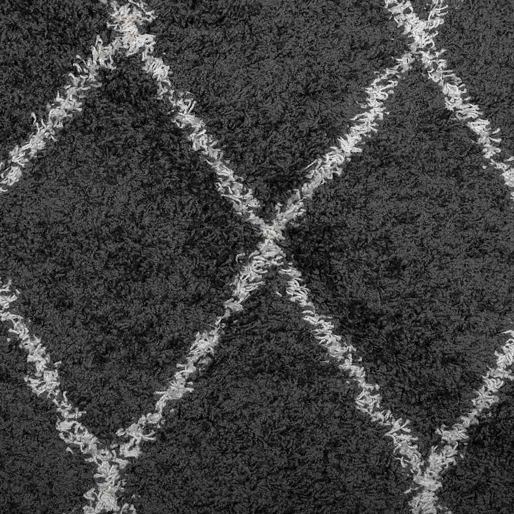 Tappeto Shaggy PAMPLONA a Pelo Lungo Nero e Crema 140x200 cm