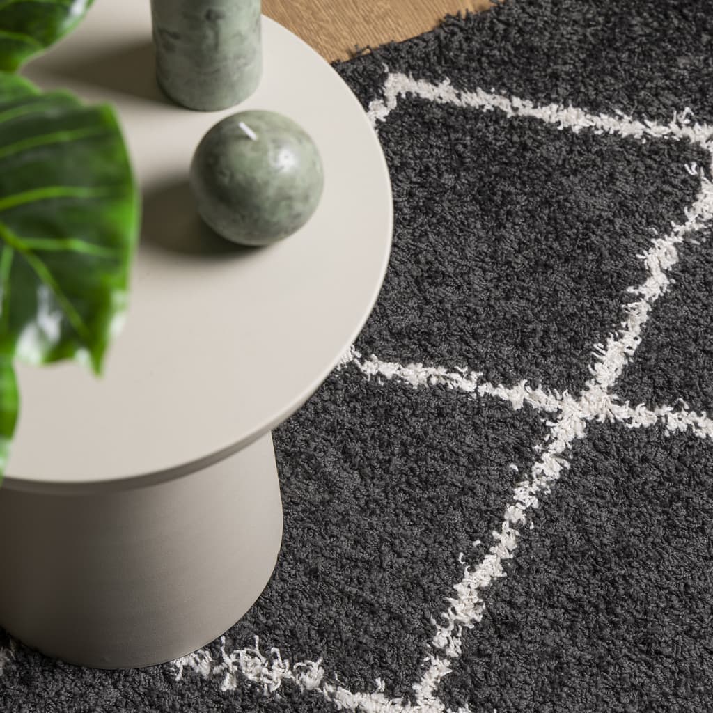 Tappeto Shaggy PAMPLONA a Pelo Lungo Nero e Crema 240x340 cm