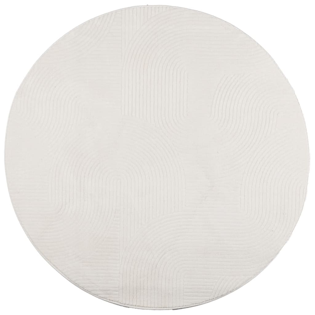 Tappeto IZA a Pelo Corto con Aspetto Scandinavo Crema Ø 120 cm