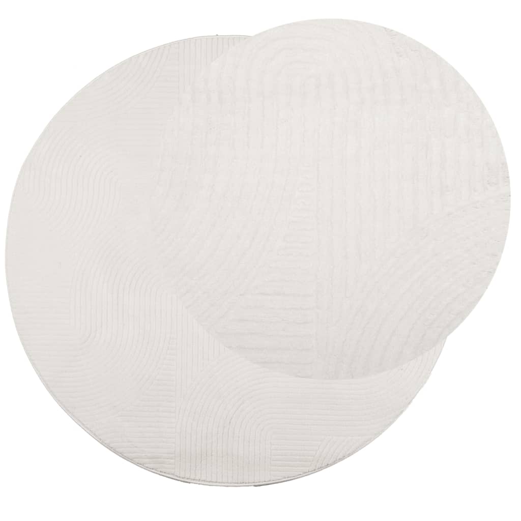 Tappeto IZA a Pelo Corto con Aspetto Scandinavo Crema Ø 120 cm