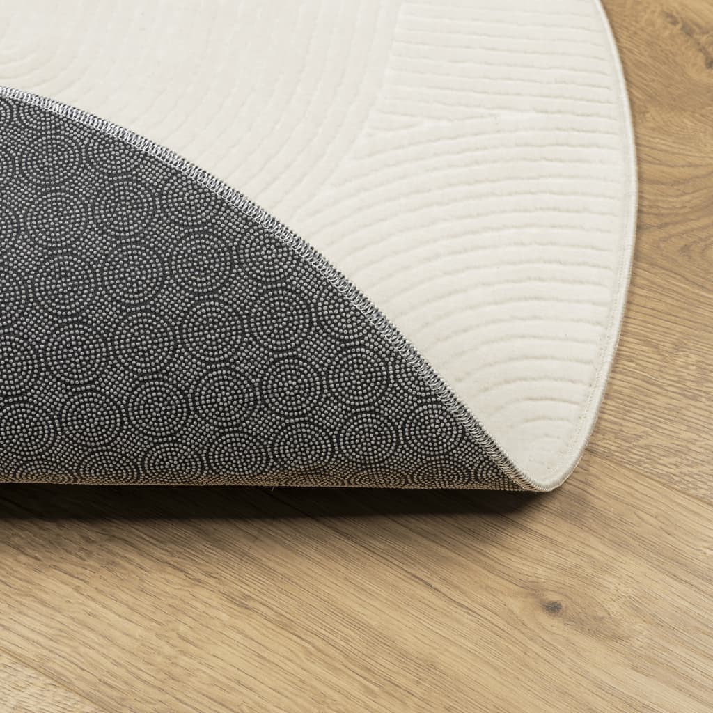 Tappeto IZA a Pelo Corto con Aspetto Scandinavo Crema Ø 120 cm