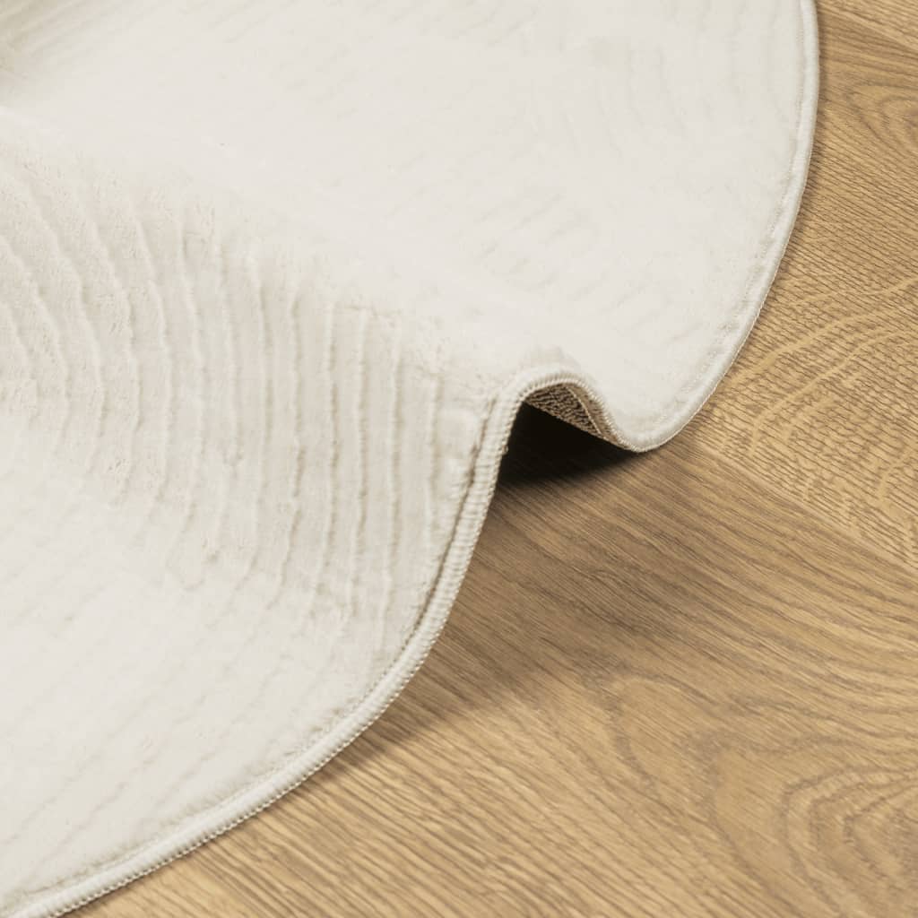 Tappeto IZA a Pelo Corto con Aspetto Scandinavo Crema Ø 120 cm