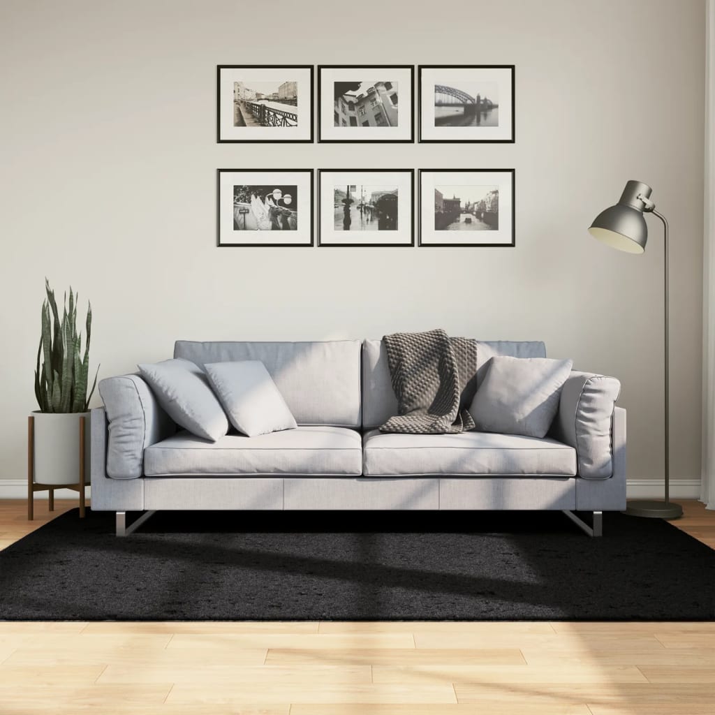 Tappeto OVIEDO a Pelo Corto Nero 140x200 cm