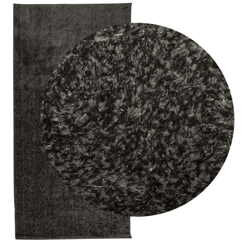 Tappeto a Pelo Lucido Lungo ISTAN Effetto Antracite 100x200 cm