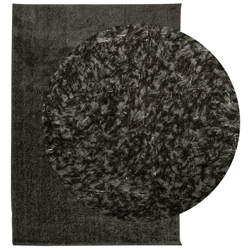 Tappeto a Pelo Lucido Lungo ISTAN Effetto Antracite 140x200 cm
