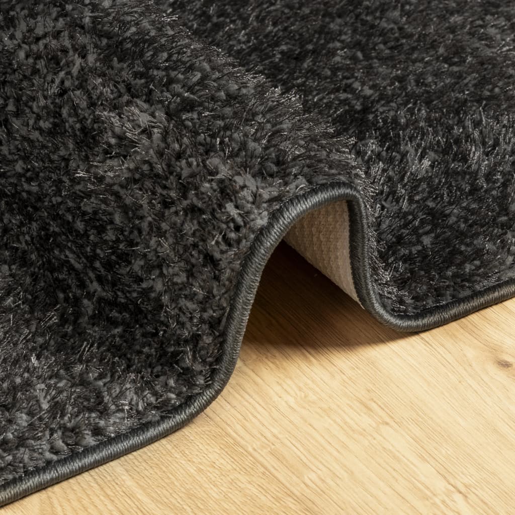 Tappeto a Pelo Lucido Lungo ISTAN Effetto Antracite 140x200 cm
