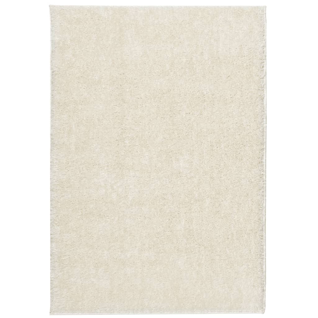 Tappeto a Pelo Lucido Lungo ISTAN Effetto Crema 140x200 cm