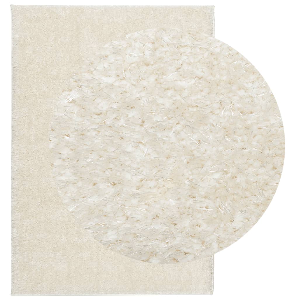 Tappeto a Pelo Lucido Lungo ISTAN Effetto Crema 140x200 cm