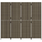 Divisorio per Ambienti a 4 Pannelli Grigio in Polyrattan