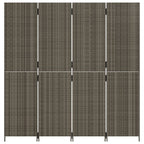 Divisorio per Ambienti a 4 Pannelli Grigio in Polyrattan