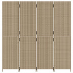 Divisorio per Ambienti a 4 Pannelli Beige in Polyrattan