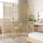 Divisorio per Ambienti a 5 Pannelli Beige in Polyrattan
