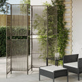 Divisorio per Ambienti a 6 Pannelli Grigio in Polyrattan